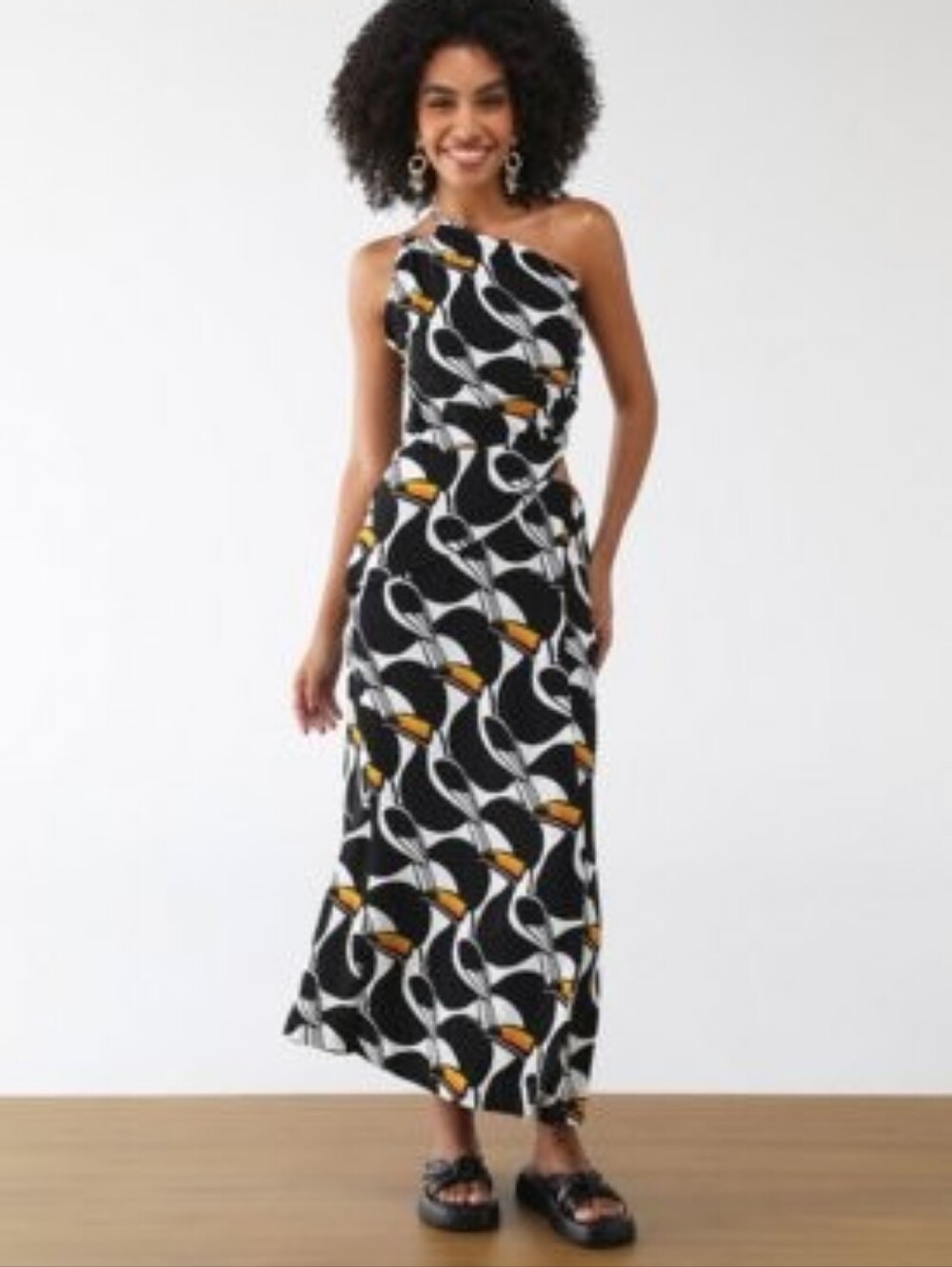 New FARM Rio Brazil Copatucano One-Shoulder Toucan Maxi Dress size Large - Picture 4 of 12